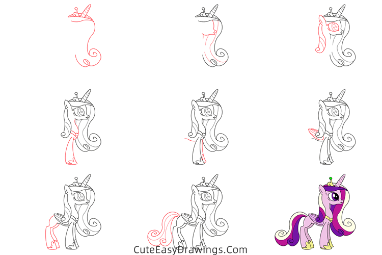 how to draw princess cadence from my little pony - www.cuteeasydrawings.com