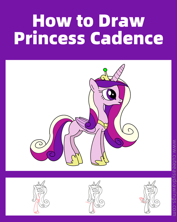 how to draw princess cadence from my little pony - www.cuteeasydrawings.com