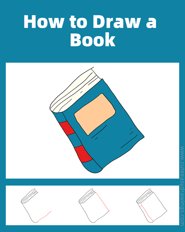 how to draw a book - www.cuteeasydrawings.com