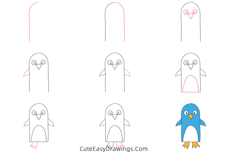 how to draw a penguin easy - www.cuteeasydrawings.com