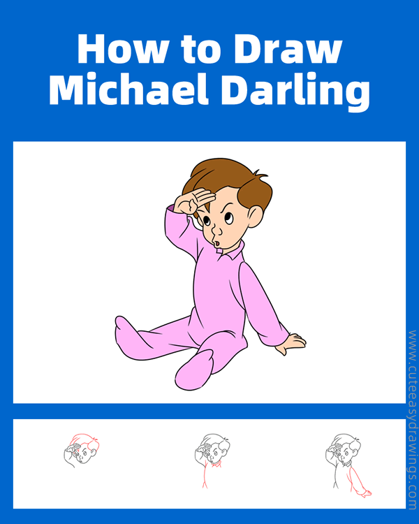 how to draw michael darling from peter pan - www.cuteeasydrawings.com