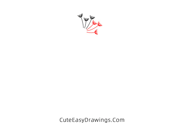 how to draw a dandelion - www.cuteeasydrawings.com