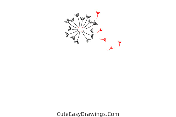 how to draw a dandelion - www.cuteeasydrawings.com