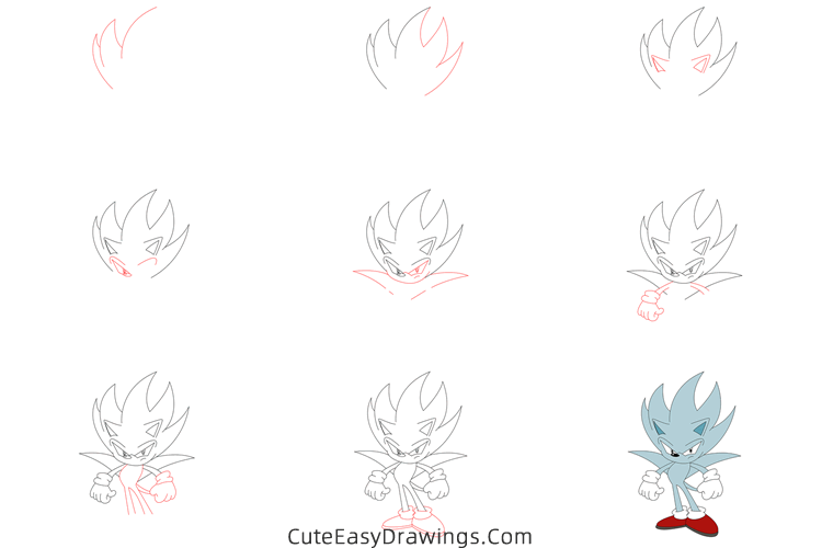 how to draw nazo the hedgehog - www.cuteeasydrawings.com