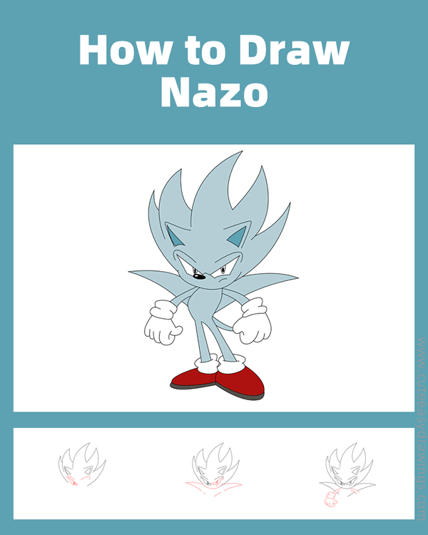 how to draw nazo the hedgehog - www.cuteeasydrawings.com