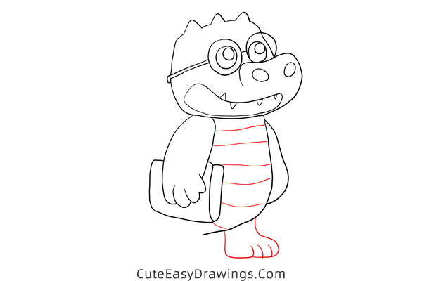 how to draw a cartoon alligator - www.cuteeasydrawings.com