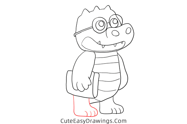 how to draw a cartoon alligator - www.cuteeasydrawings.com