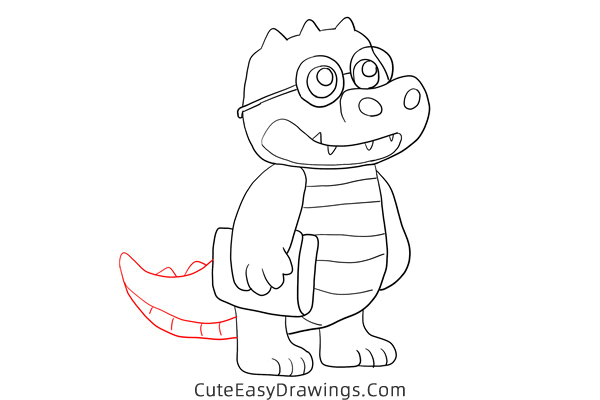 how to draw a cartoon alligator - www.cuteeasydrawings.com