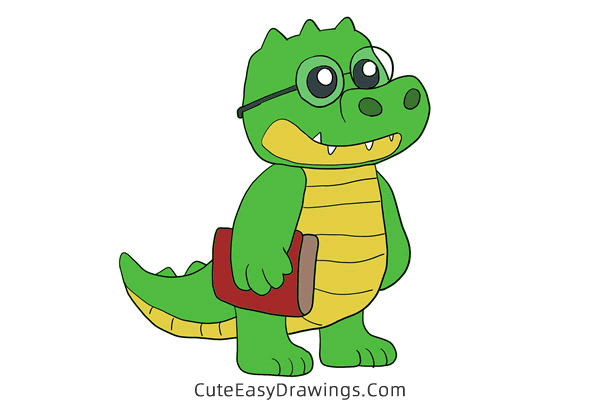 how to draw a cartoon alligator - www.cuteeasydrawings.com