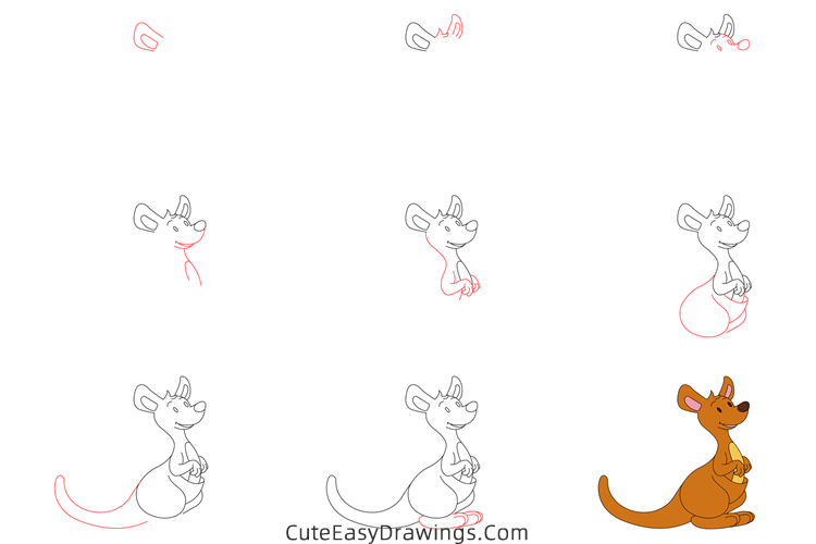 how to draw a kangaroo easy - www.cuteeasydrawings.com