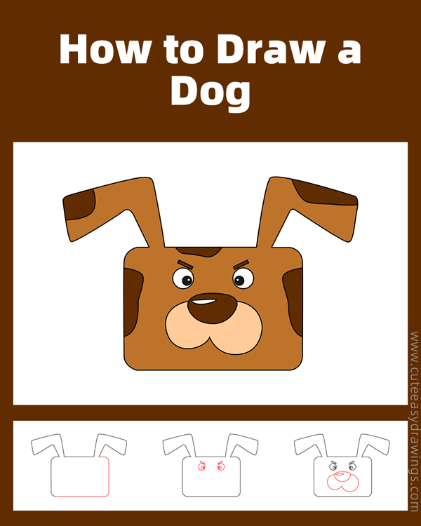 how to draw a dog face - www.cuteeasydrawings.com