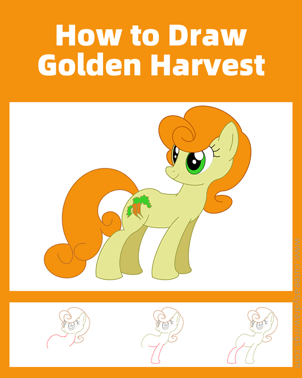 how to draw golden harvest from my little pony - www.cuteeasydrawings.com