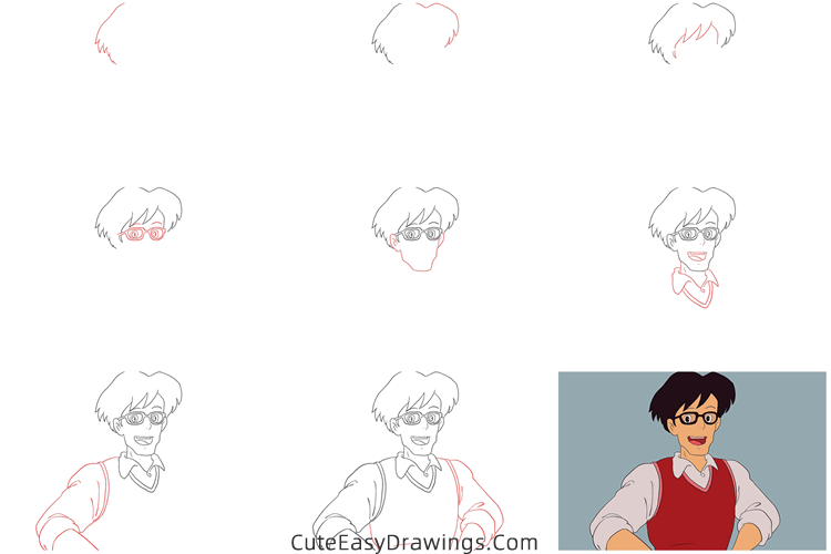 how to draw tatsuo kusakabe from my neighbor totoro - www.cuteeasydrawings.com