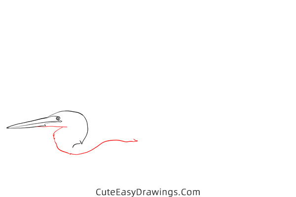 how to draw a great egret - www.cuteeasydrawings.com