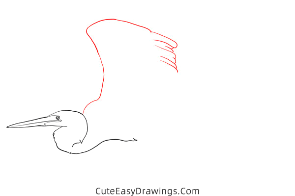 how to draw a great egret - www.cuteeasydrawings.com