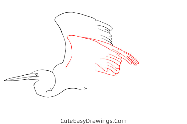 how to draw a great egret - www.cuteeasydrawings.com