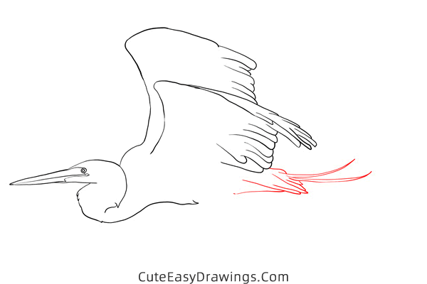 how to draw a great egret - www.cuteeasydrawings.com