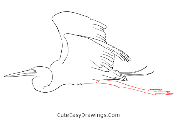 how to draw a great egret - www.cuteeasydrawings.com