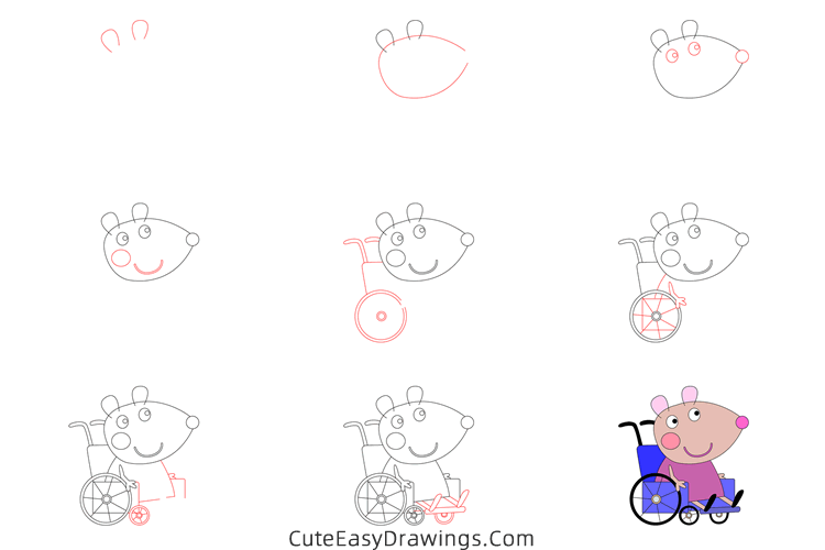 how to draw mandy mouse from peppa pig - www.cuteeasydrawings.com