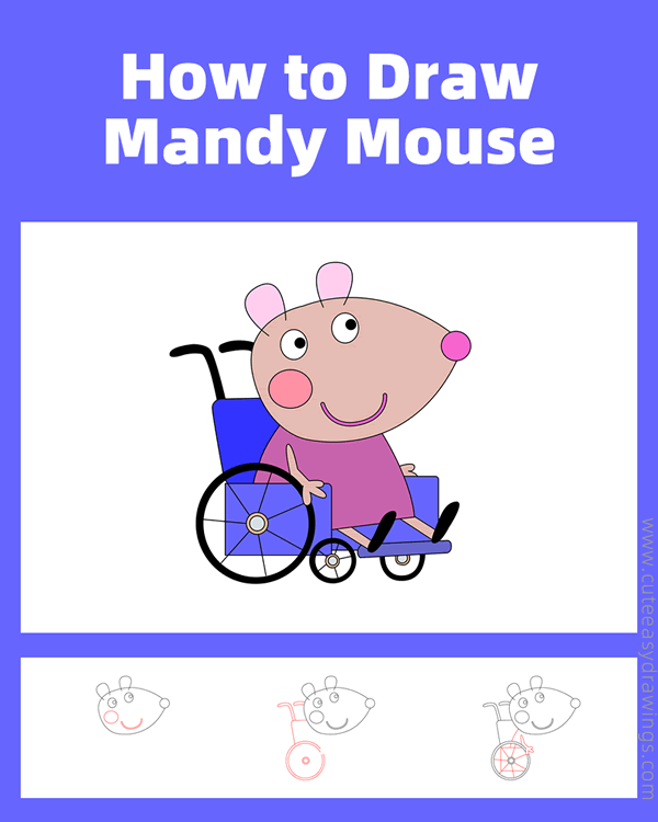 how to draw mandy mouse from peppa pig - www.cuteeasydrawings.com