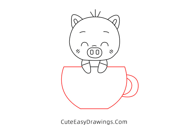 how to draw a cute piggy - www.cuteeasydrawings.com