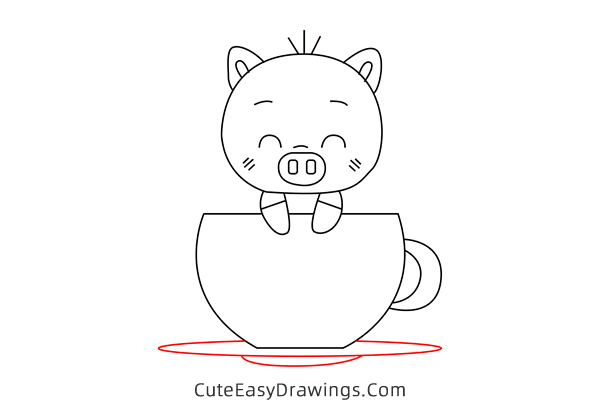 how to draw a cute piggy - www.cuteeasydrawings.com