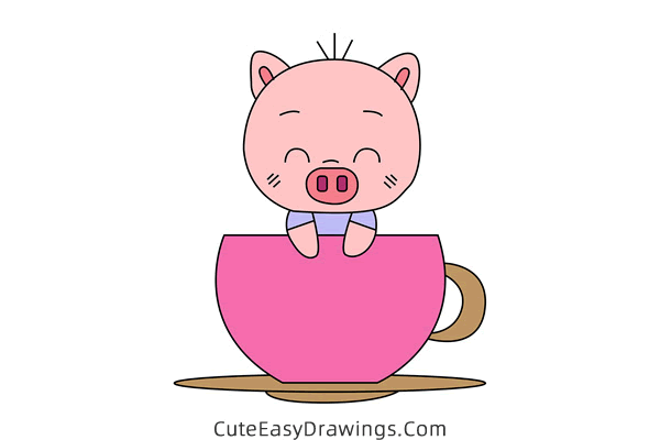 how to draw a cute piggy - www.cuteeasydrawings.com