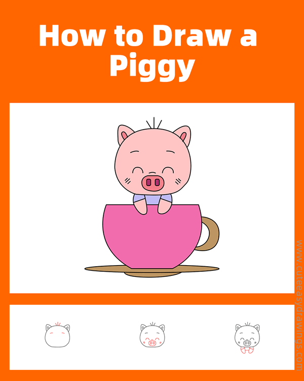 how to draw a cute piggy - www.cuteeasydrawings.com