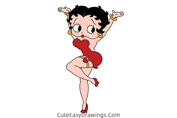 how to draw betty boop - www.cuteeasydrawings.com