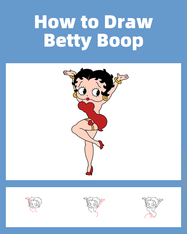 how to draw betty boop - www.cuteeasydrawings.com