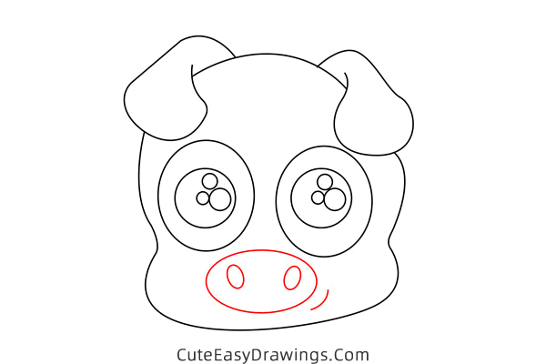 how to draw a pig face - www.cuteeasydrawings.com