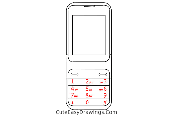 how to draw a cell phone - www.cuteeasydrawings.com