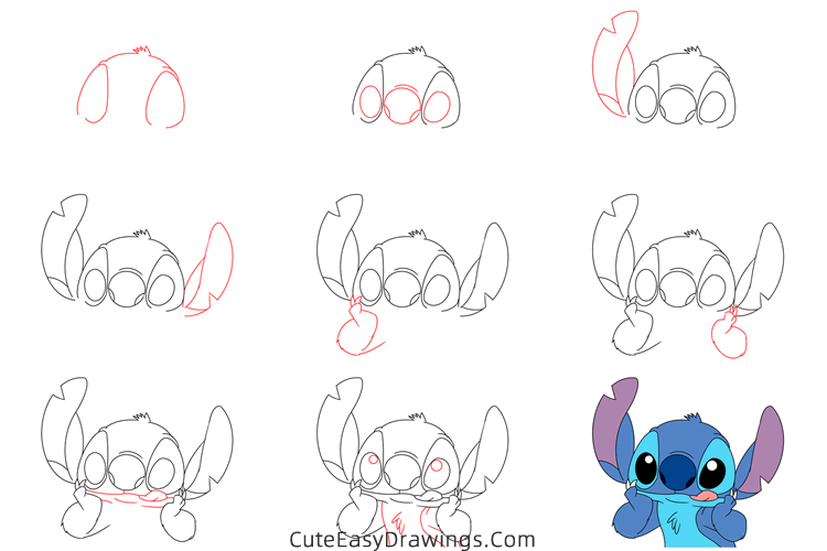 how to draw stitch face - www.cuteeasydrawings.com