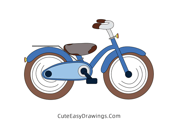 how to draw a bicycle - www.cuteeasydrawings.com