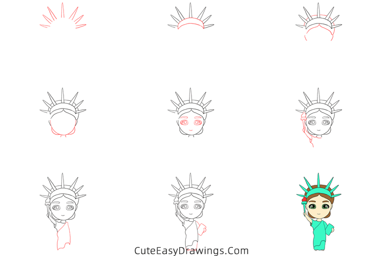 how to draw the statue of liberty easy - www.cuteeasydrawings.com