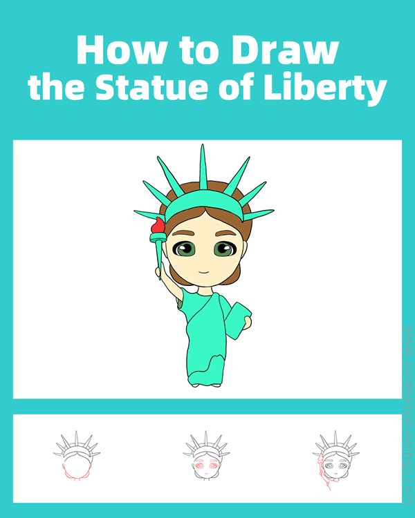 how to draw the statue of liberty easy - www.cuteeasydrawings.com