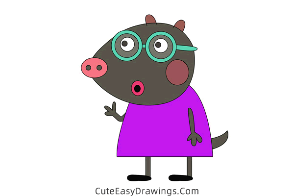 how to draw molly mole from peppa pig - www.cuteeasydrawings.com