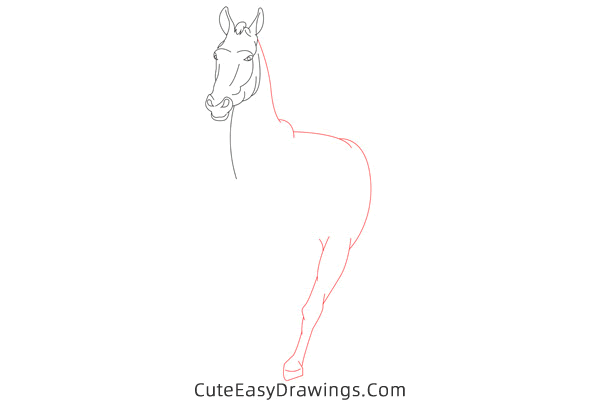 how to draw a realistic horse - www.cuteeasydrawings.com