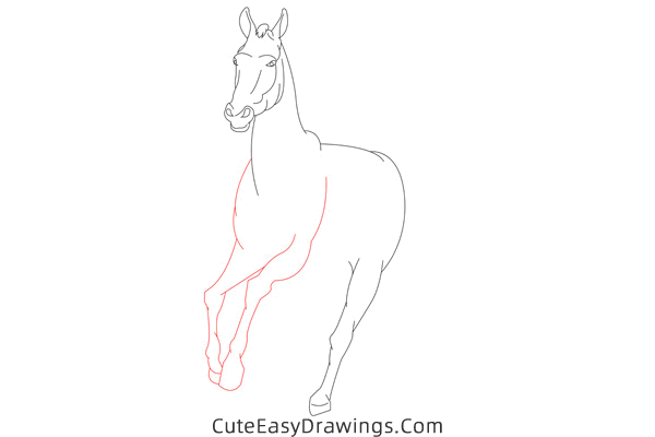 how to draw a realistic horse - www.cuteeasydrawings.com