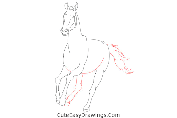 how to draw a realistic horse - www.cuteeasydrawings.com