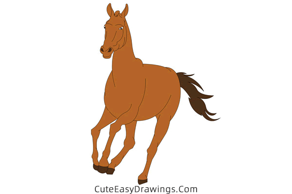 how to draw a realistic horse - www.cuteeasydrawings.com