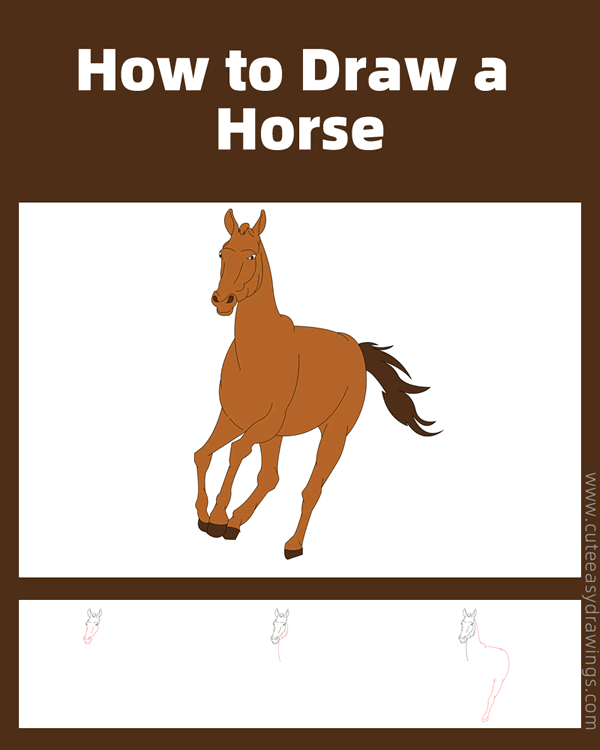 how to draw a realistic horse - www.cuteeasydrawings.com