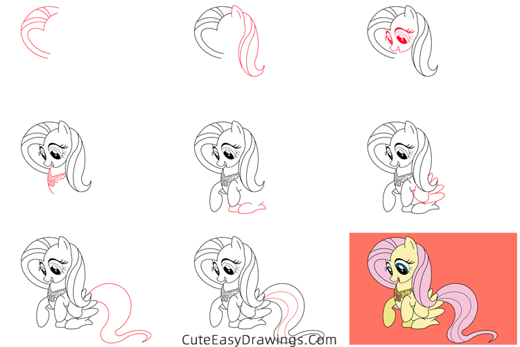 how to draw fluttershy from my little pony - www.cuteeasydrawings.com