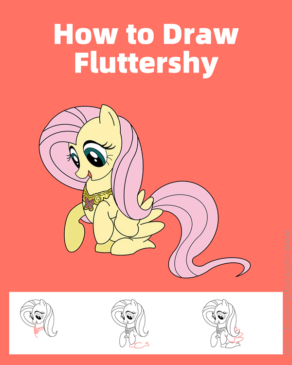 how to draw fluttershy from my little pony - www.cuteeasydrawings.com