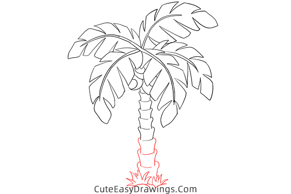 how to draw a palm tree - www.cuteeasydrawings.com