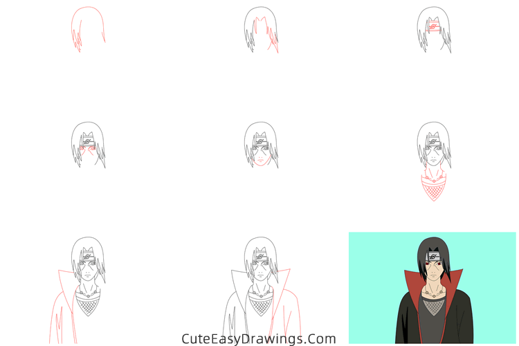 how to draw itachi uchiha from naruto - www.cuteeasydrawings.com