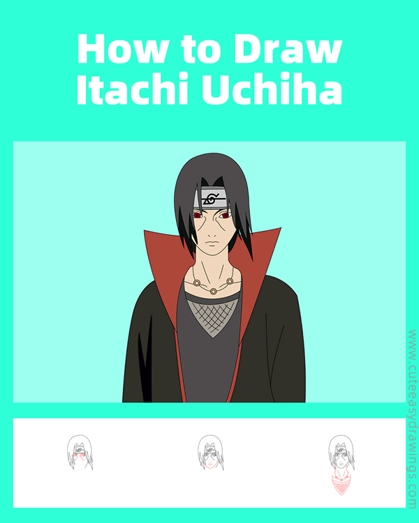 how to draw itachi uchiha from naruto - www.cuteeasydrawings.com