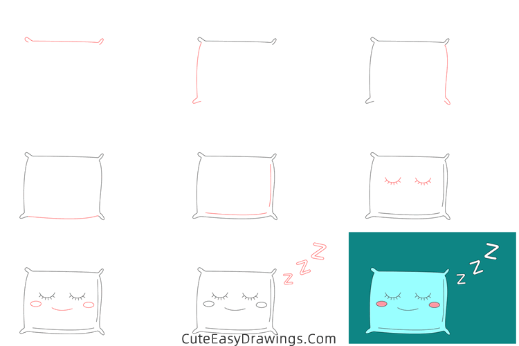 how to draw pillow easy - www.cuteeasydrawings.com