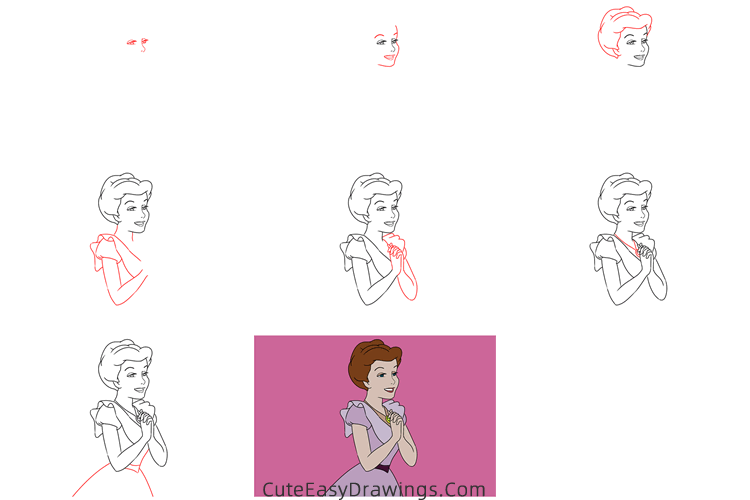 how to draw mary darling from peter pan - www.cuteeasydrawings.com