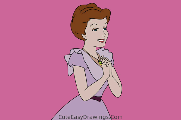 how to draw mary darling from peter pan - www.cuteeasydrawings.com